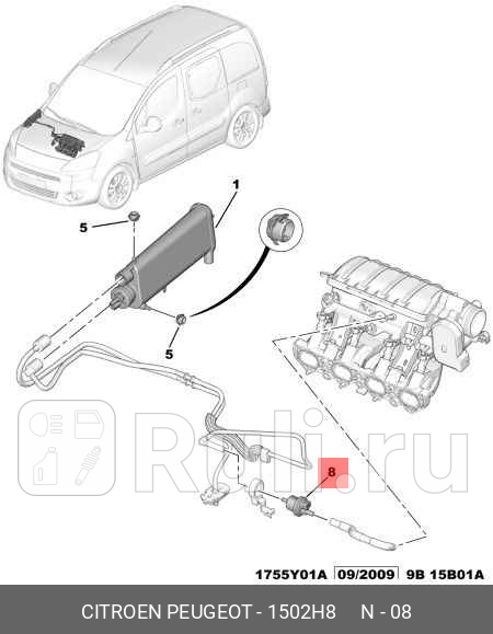 Клапан вентиляции топливного бака PEUGEOT 307 01-07 CITROEN C4 PSA 1502H8 2390₽
