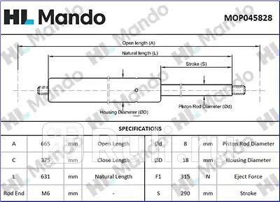 Амортизатор капота MANDO MOP045828 1510₽
