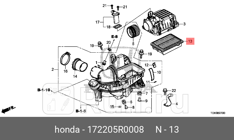 Фильтр воздушный HONDA 172205R0008 0₽