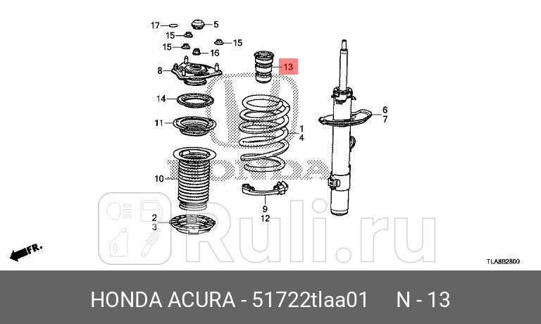 Отбойник пер аморт-ра левправ HONDA 51722TLAA01 0₽