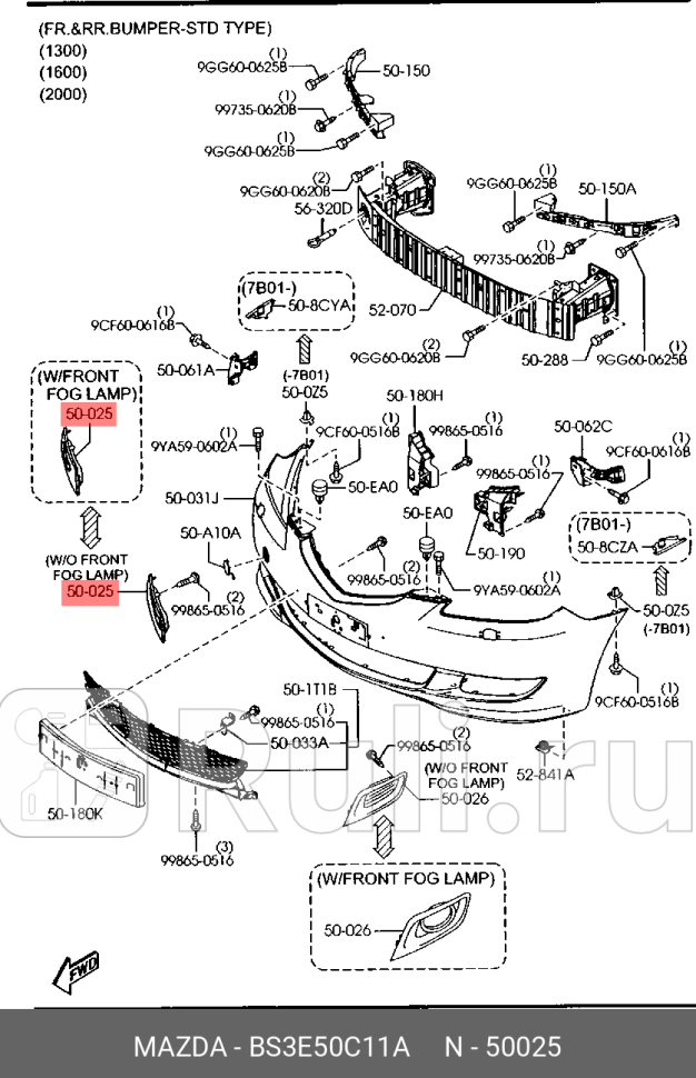 Рамка противотуманной фары MAZDA bs3e50c11a 2310₽