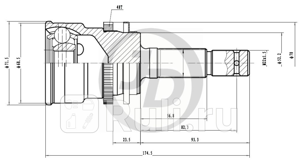 ШРУС внешний ABS DA012A48 JD JCT0001A 1660₽