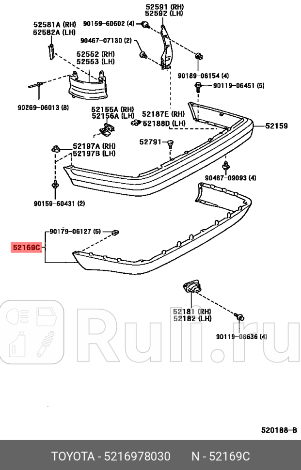 Накладка нижняя заднего бампера TOYOTA-LEXUS 5216978030 21310₽