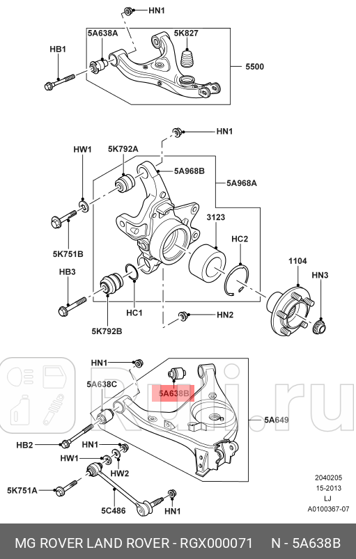 сайлентблок рычага Range Rover III 02 LAND ROVER RGX000071 0₽