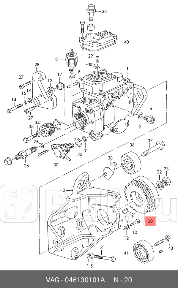 Шкив генератора AUDI 100 C4 A6 C4 VW LT VAG 046130101A 0₽
