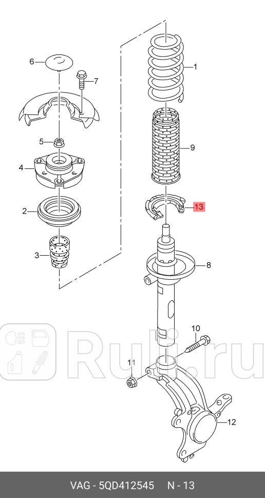 Подушка нижняя пружины подвески VAG L5QD412545 0₽