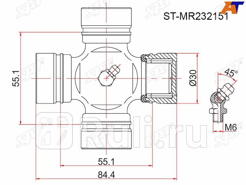 Крестовина MITSUBISHI L200 96-05PAJEROMONTERO SPORT CHALLENGER 96-06 SAT ST-MR232151 870₽