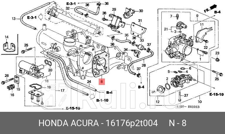 Прокладка дроссельной заслонки honda HONDA 16176P2T004 0₽
