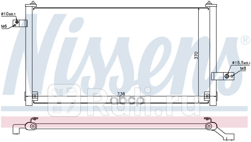 Радиатор кондиционера SUBARU FORESTER 1998 20 NISSENS 94847 0₽