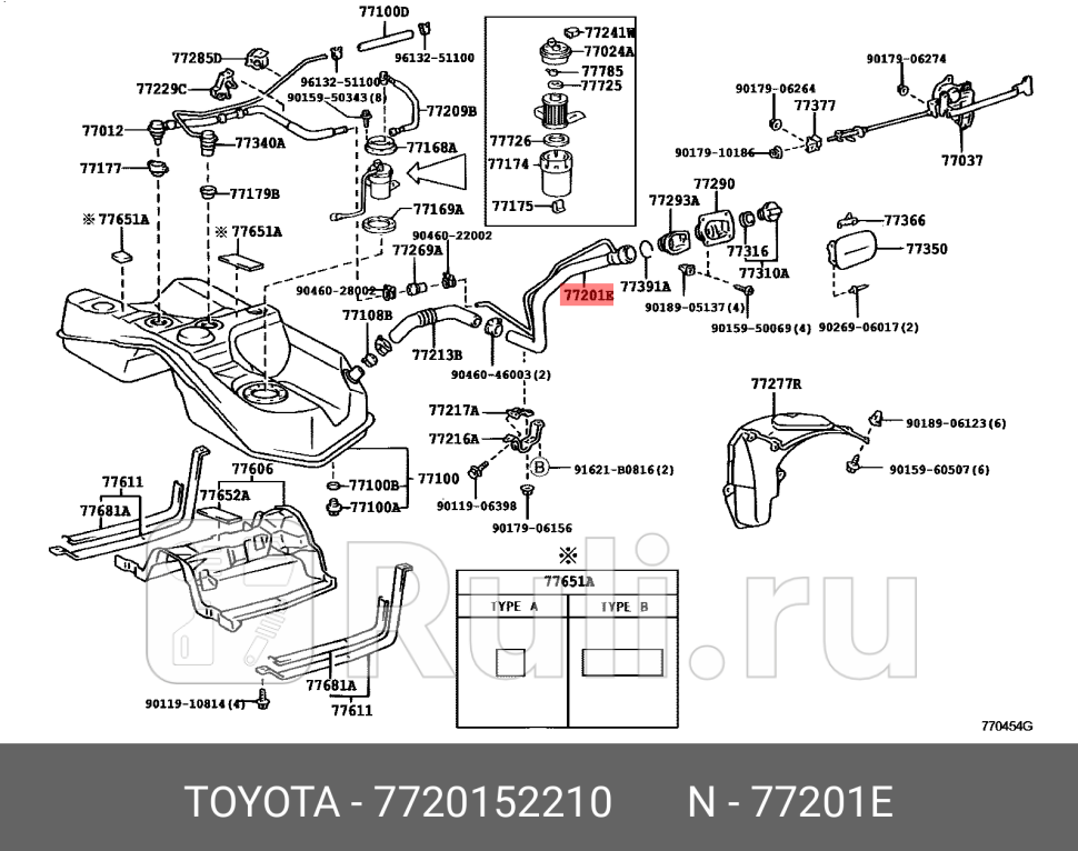 Горловина топливного бака TOYOTA-LEXUS 7720152210 17140₽