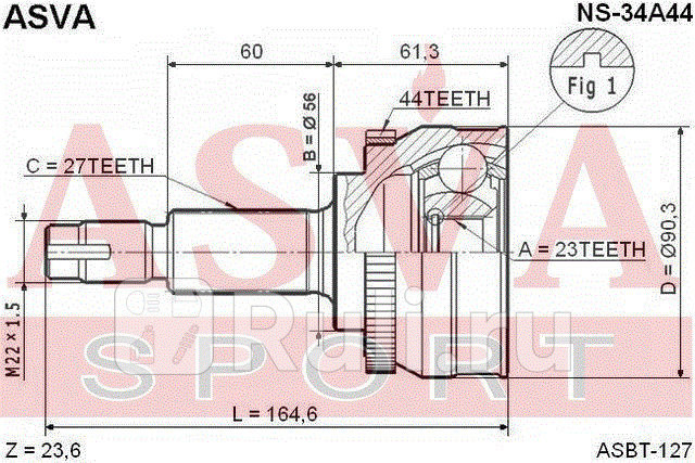 ШРУС наружный 23x56x27 ASVA NS-34A44 0₽
