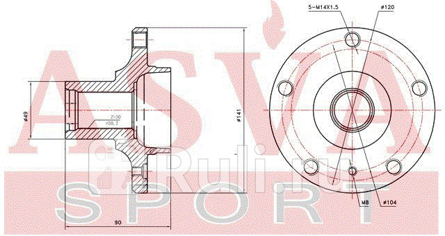 Ступица передняя ASVA BMWH-E53F 1980₽