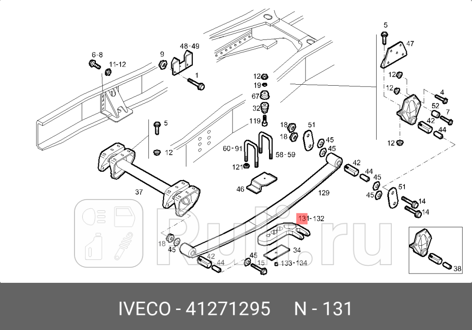 Кронштейн амортизатора переднего нижний правый iveco 100131600706190194227 италия IVECO 41271295 0₽
