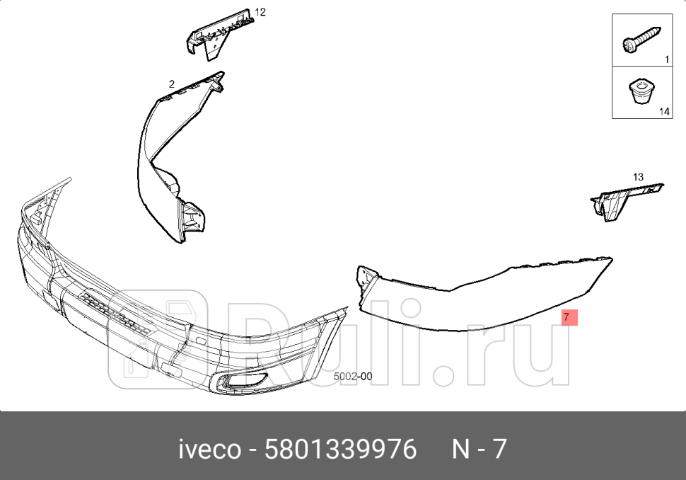 облицовка фарыверхняя левваяIveco Daily IVECO 5801339976 4970₽