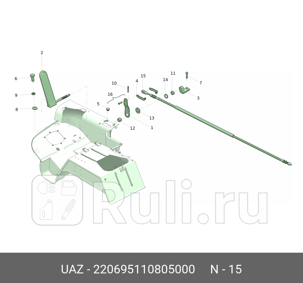 Трос газа УАЗ 3741, 452 инжектор 2000 мм Ульяновск  Ульяновск 2206-95-1108050-00