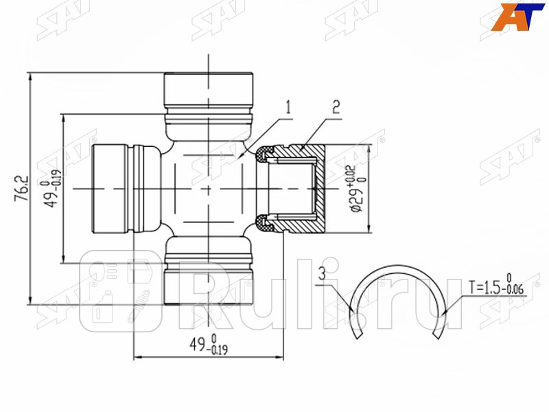 Крестовина кардана RR TY UZJ100HDJ100 GX90 USZ141 LY12 KCH1 KDH2 TRN210 SAT ST-04371-60100 830₽