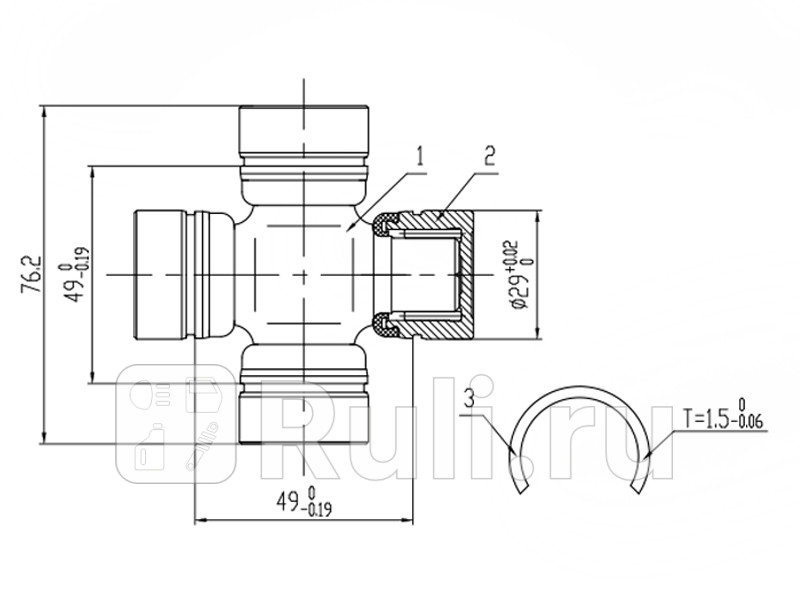 Крестовина кардана RR TY UZJ100HDJ100 GX90 USZ141 LY12 KCH1 KDH2 TRN210 SAT ST-04371-60100 830₽
