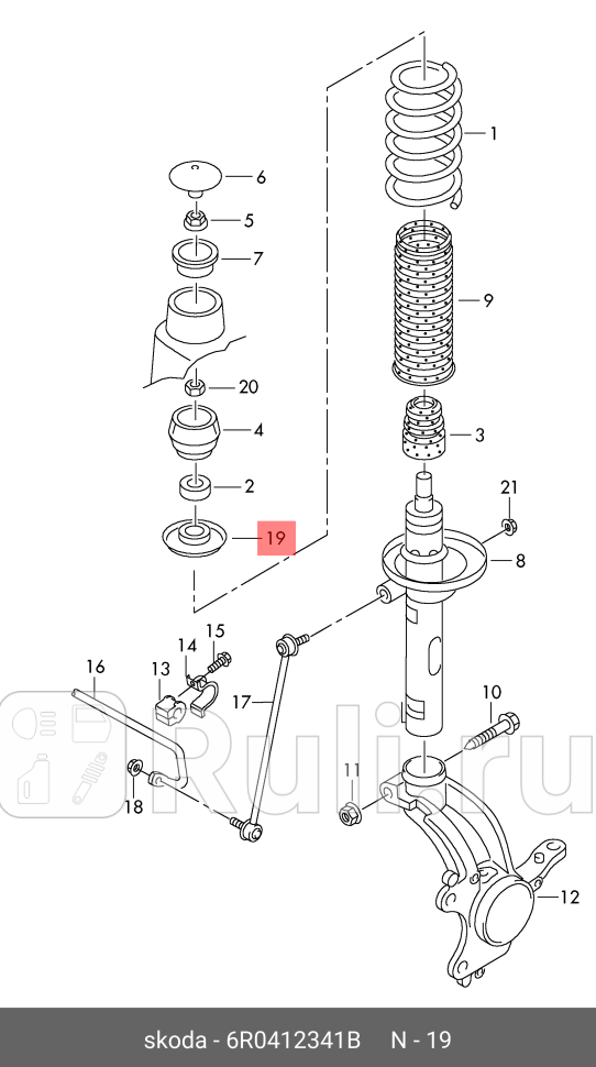тарелка пружины Skoda Fabia VAG 6R0412341B 0₽