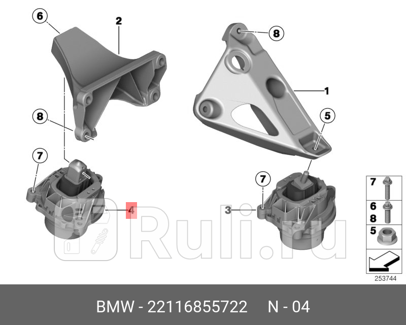 Подушка крепления двигателя П BMW X3 F25 X4 F26 BMW 22 11 6 855 722 0₽