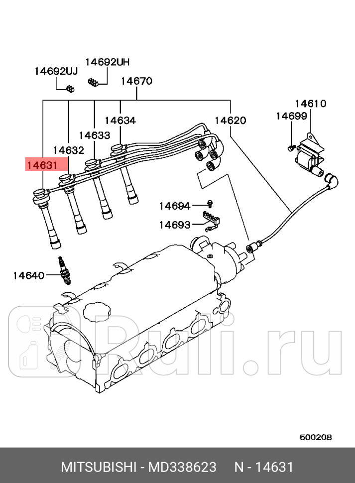 Провода высоковольтные MITSUBISHI MD338623 0₽