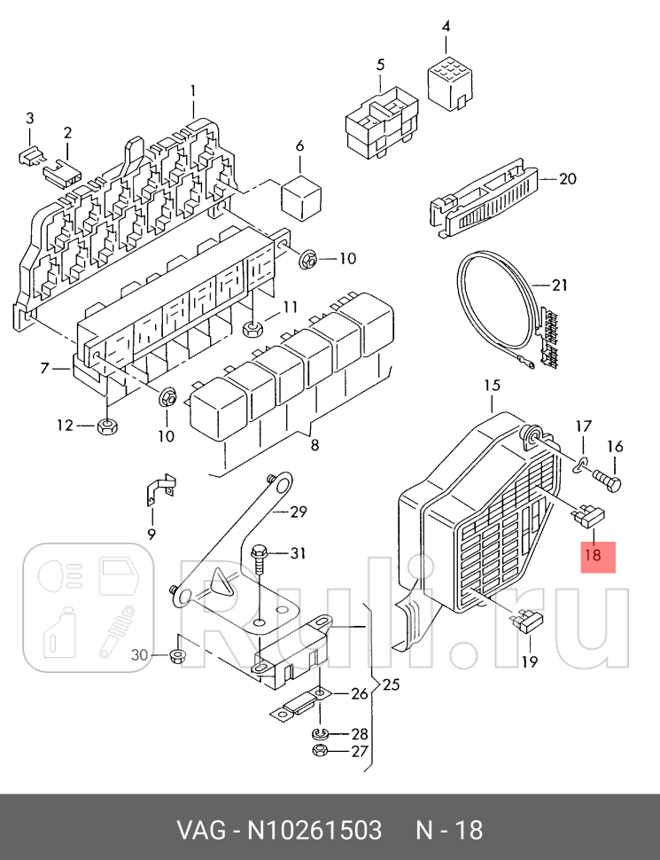 Предохранитель нож 102x28 VAG N10261503 140₽