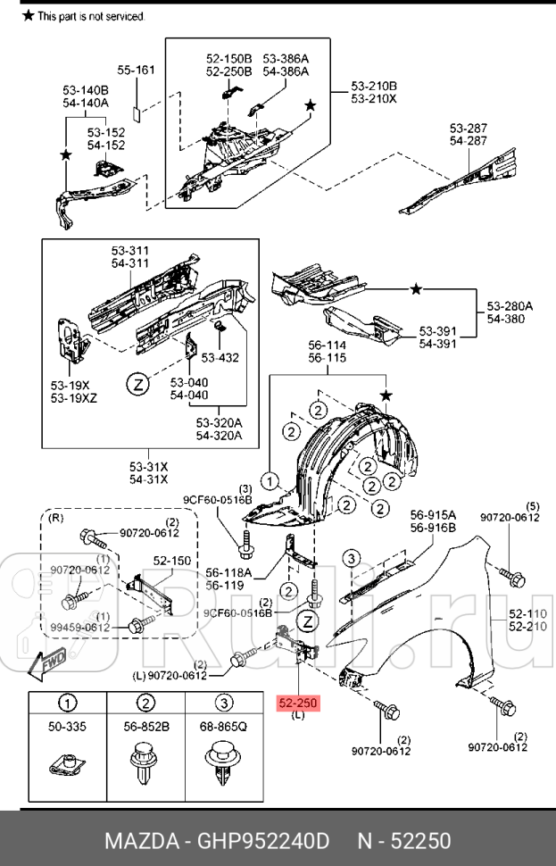 Кронштейн крыла fr l m6 gj MAZDA GHP952240D 1790₽