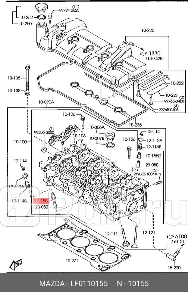 Колпачок маслосъемный MAZDA LF0110155 0₽