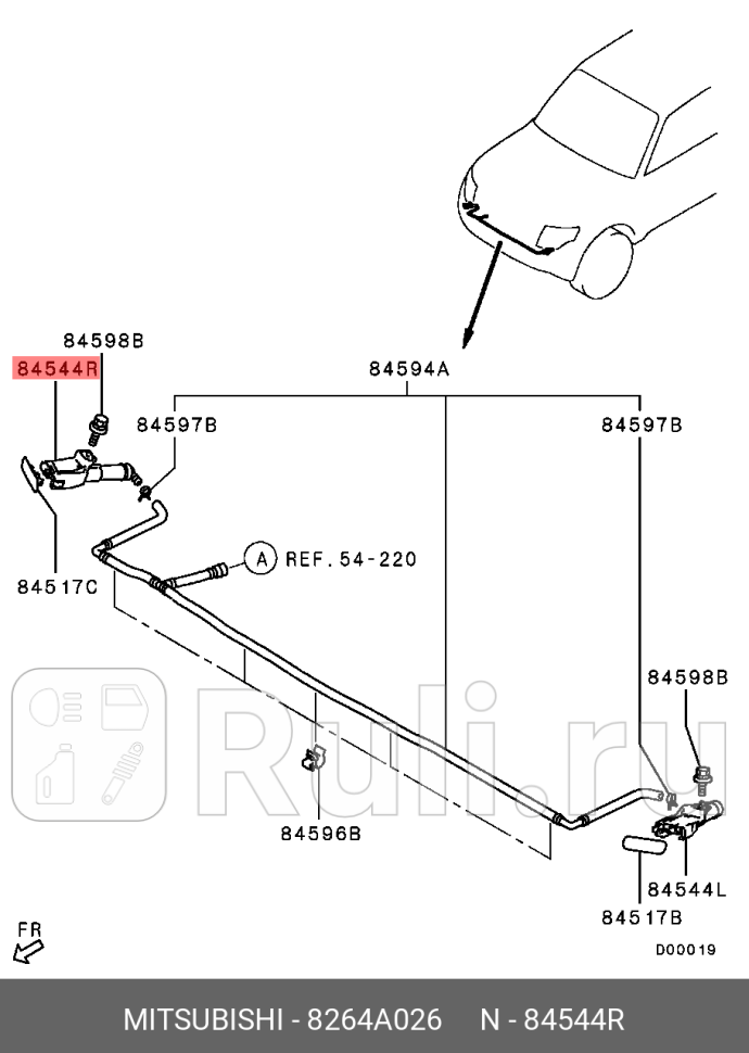 Форсунка омывателя 8264a026 MITSUBISHI 8264A026 0₽