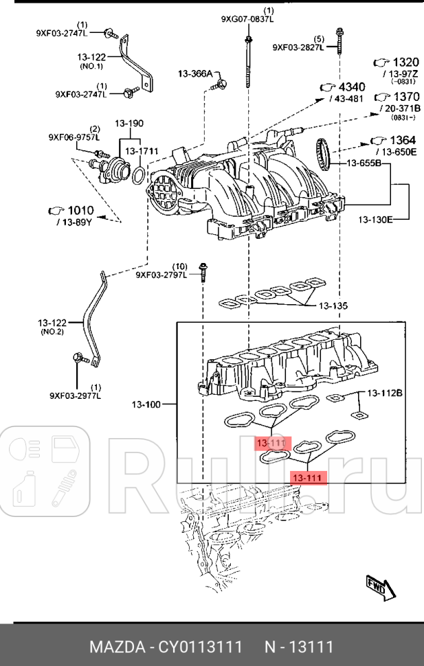 Прокладка впускного коллектора zzj1- MAZDA CY0113111 0₽
