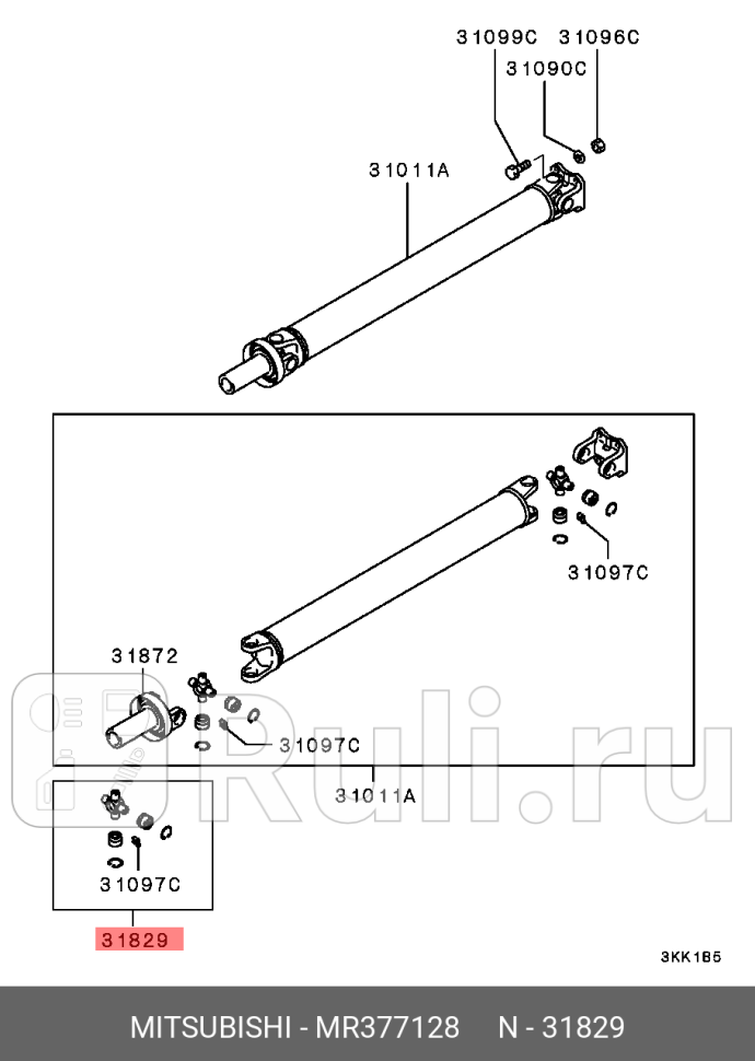 Крестовина карданной передачи mitsubishi pajero 1991-2006 MITSUBISHI MR377128 5690₽