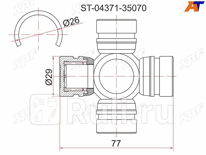 Крестовина кардана RR TY LCR UZJ100 Surf 185 Dyna 150200 LY121 BU2 RR SAT ST-04371-35070 830₽