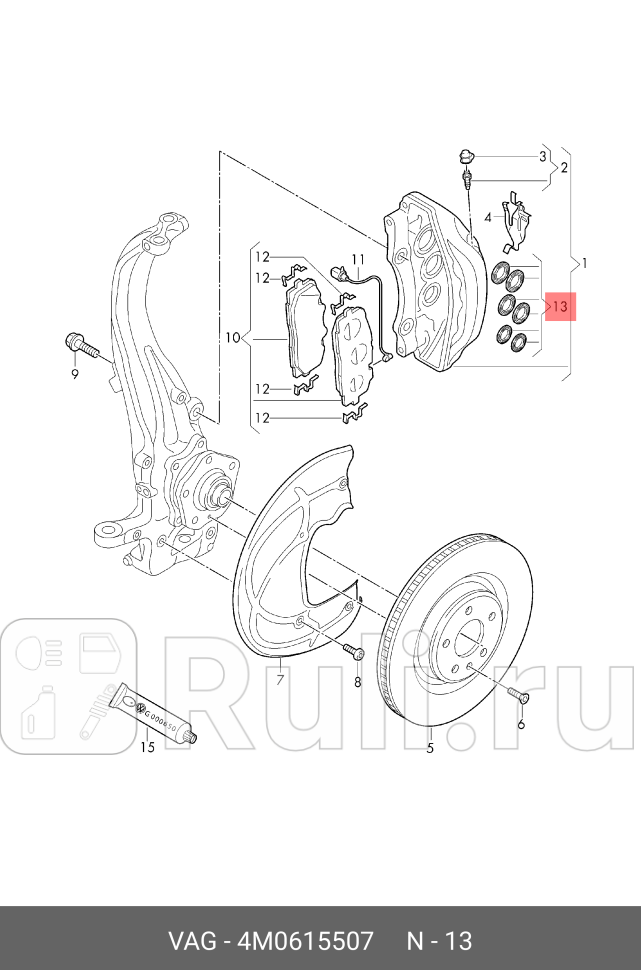 Ремкомплект суппорта audi a4a5a6a7 15-24 VAG 4M0 615 507 14720₽