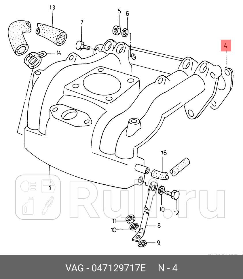 Прокладка впускного коллектора VAG 047129717E 0₽