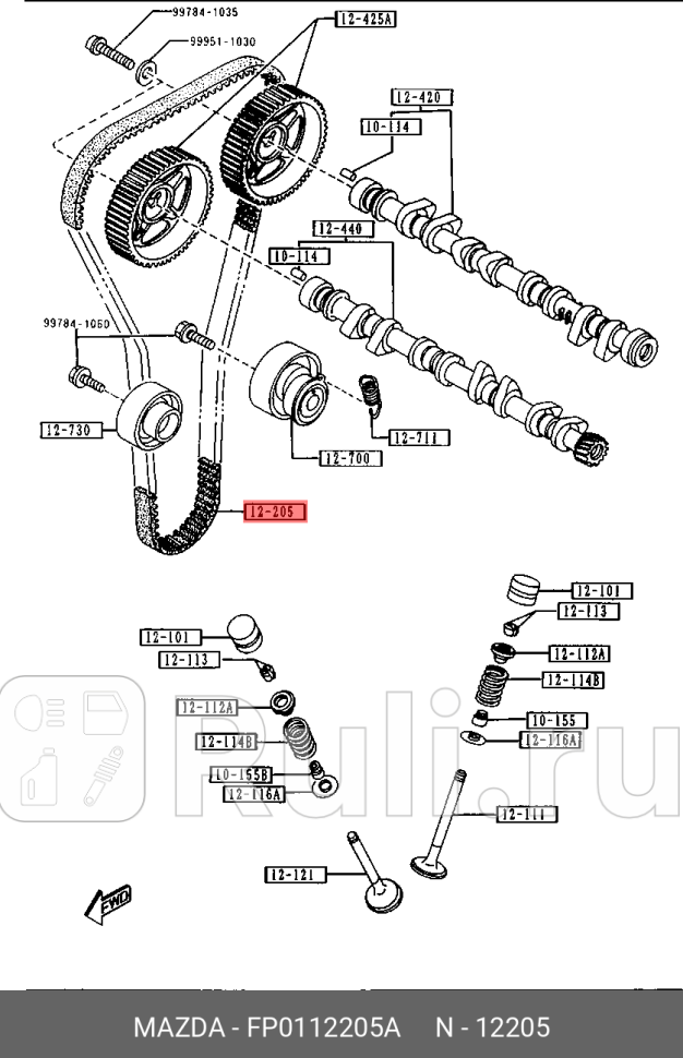 Ремень грм зубчатый MAZDA FP01-12-205A 4590₽