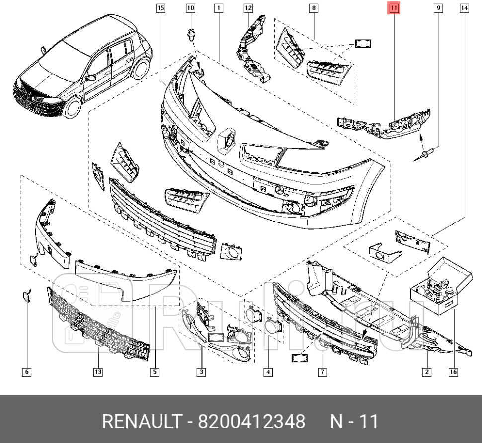 Крепление переднего бампера левое RENAULT 8200412348 2590₽
