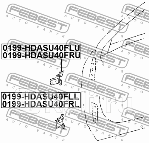 Петля двери TOYOTA COROLLA AE10CE10EE10 199106- петля передней правой двери верхняя FEBEST 0199-HDASU40FRU 2120₽