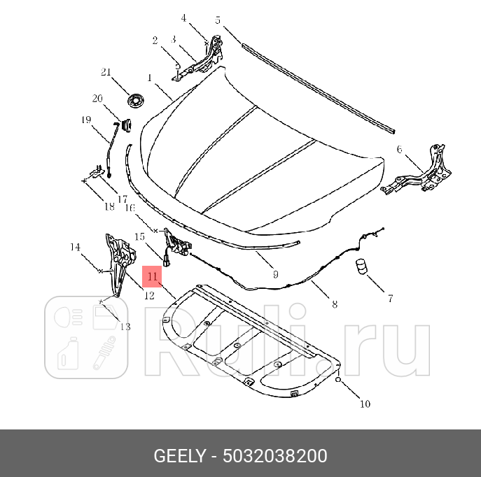 Шумоизоляция капота sx11 GEELY 5032038200 0₽