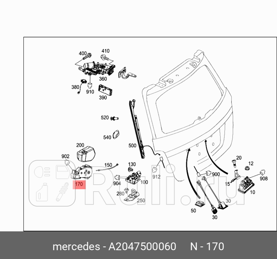Трос двери GLK X204 MERCEDES A2047500060 13770₽