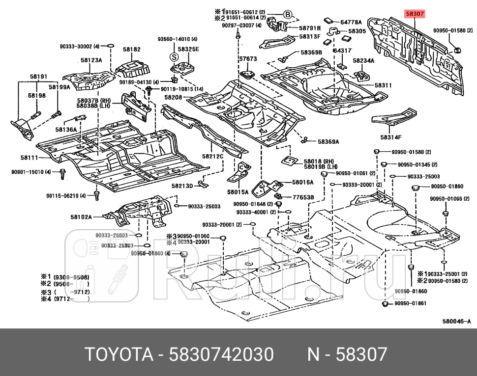 панель задняя Toyota RAV4 12-19 TOYOTA-LEXUS 58307-42030 29440₽