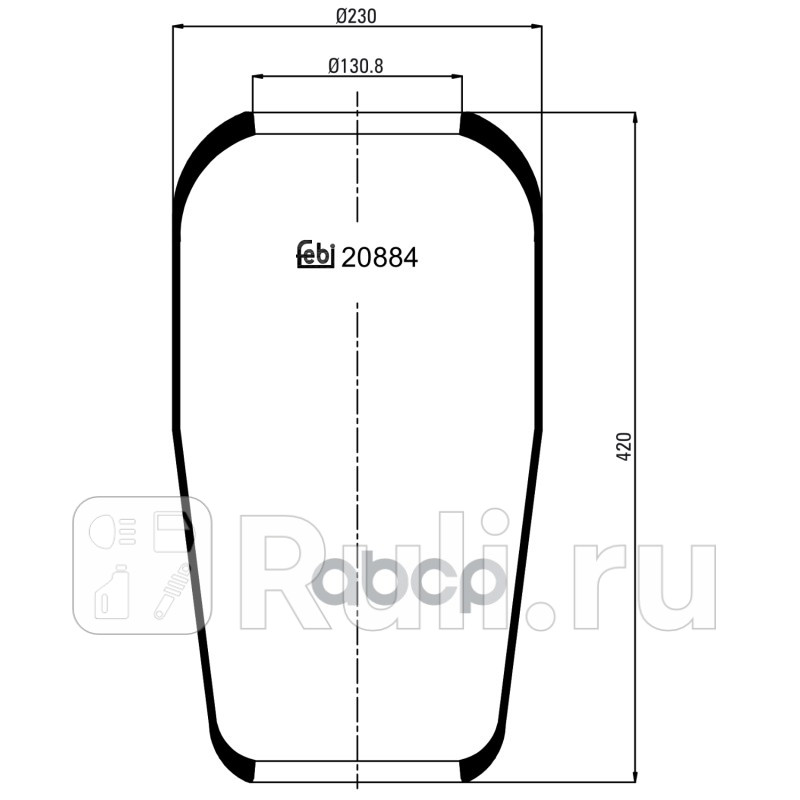 пневмоподушка кон 444-230-13081308 MAN Febi 20884 5740₽