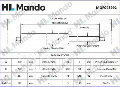 Амортизатор капота MANDO MOP045992 790₽