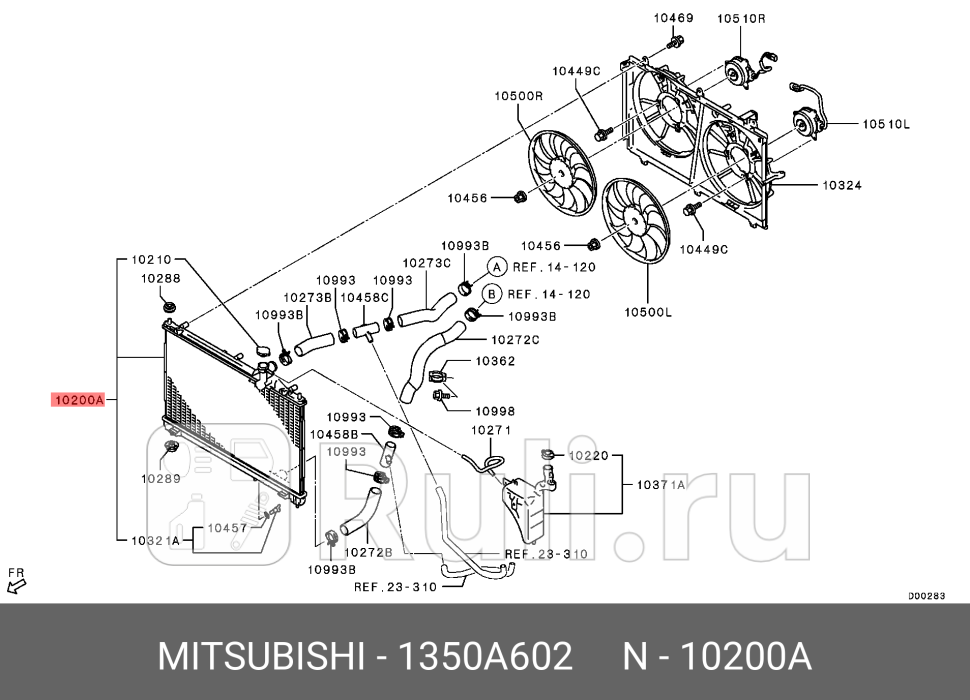 Радиатор охлаждения двигателя mitsubishi MITSUBISHI 1350A602 25820₽