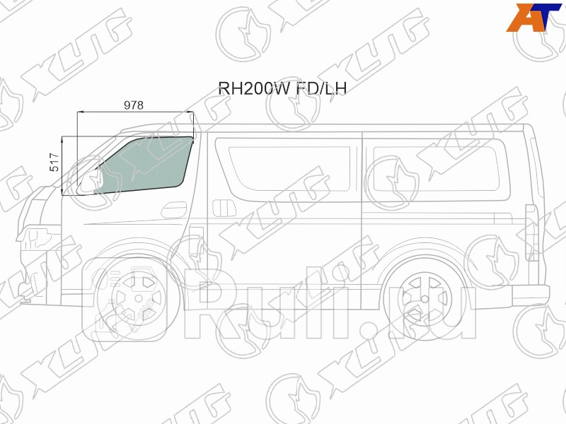 Стекло двери передней левой XYG RH200W FDLH 3380₽