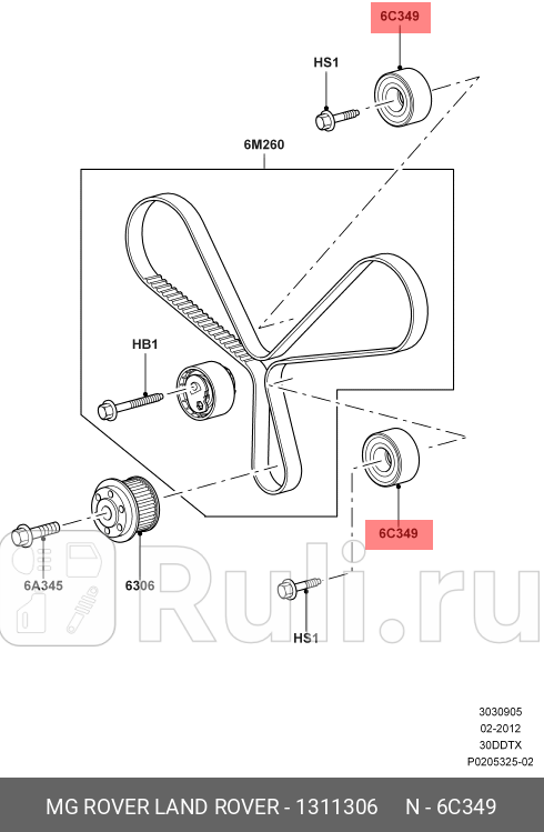 РОЛИК ХХ РЕМНЯ ГРМ LAND ROVER 1311306 10120₽