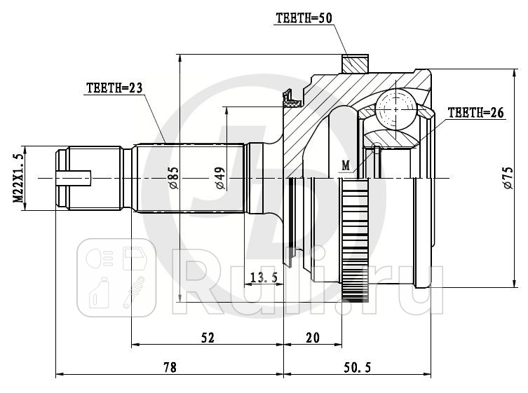 ШРУС внешний ABS HO061A50 JD JCT0013A 1790₽