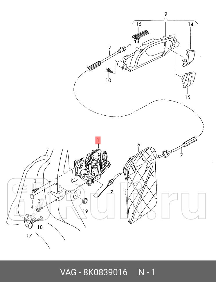 Замок двери AUDI Q5 2008Q7 2005 VAG 8K0839016 0₽