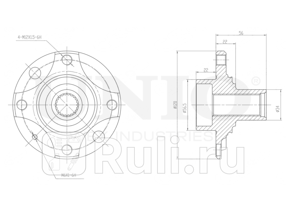 Ступица передняя без ABS UNIO HUB-20020 1770₽