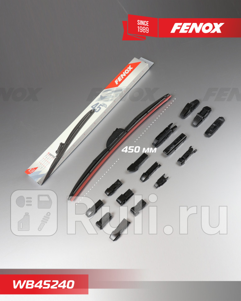 Щетка стеклоочистителя Крепление 15 в 1 45см 18 гибридная FENOX WB45240 730₽