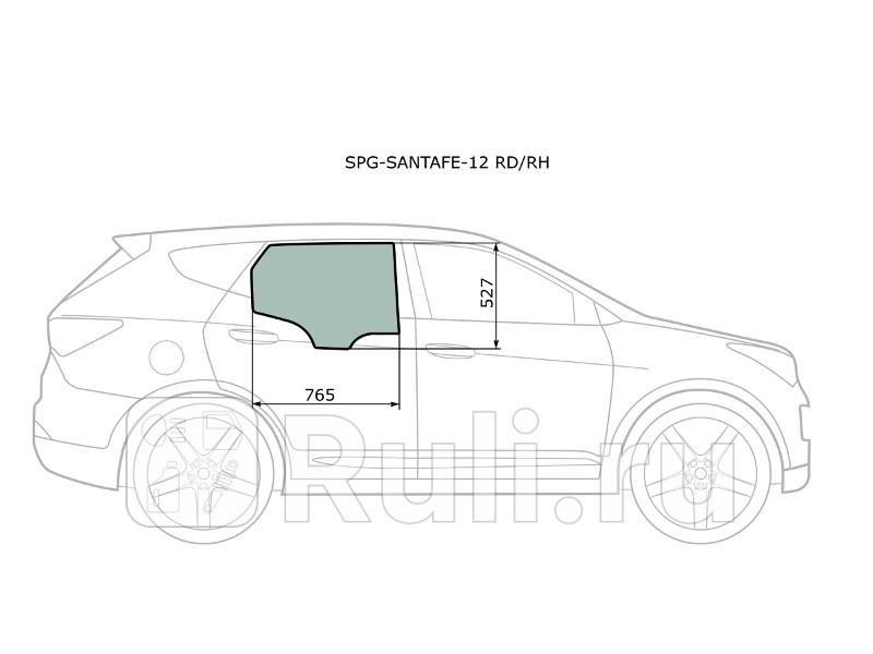 Стекло двери задней правой для Hyundai Santa Fe 3 2012-2018 SAT SPG-SANTAFE-12 RDRH 1530₽