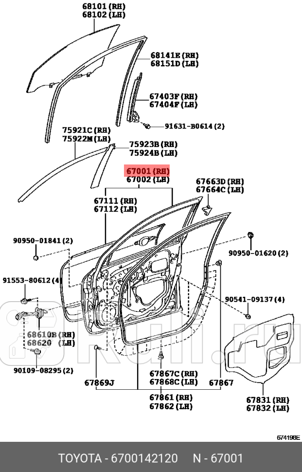 ДВЕРЬ ПЕРЕДНЯЯ TOYOTA-LEXUS 6700142120 161690₽